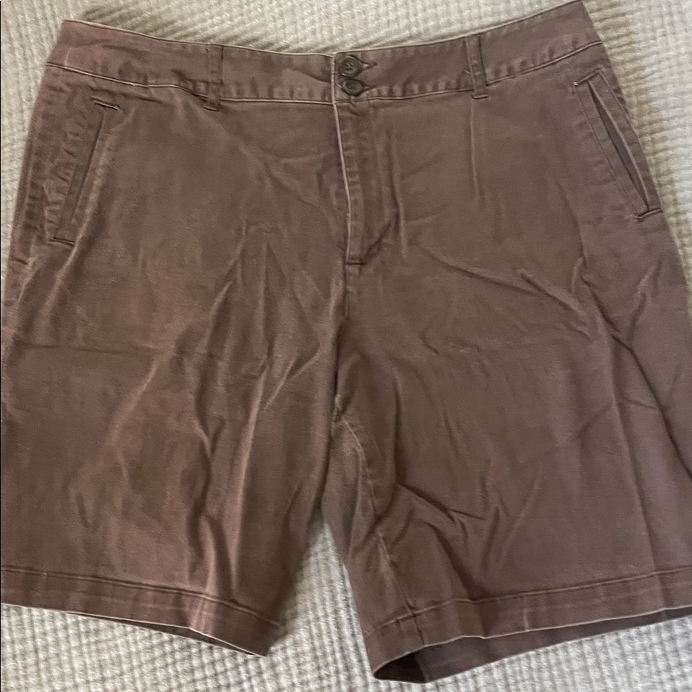 Hannah ladies Tan Flat Front Shorts